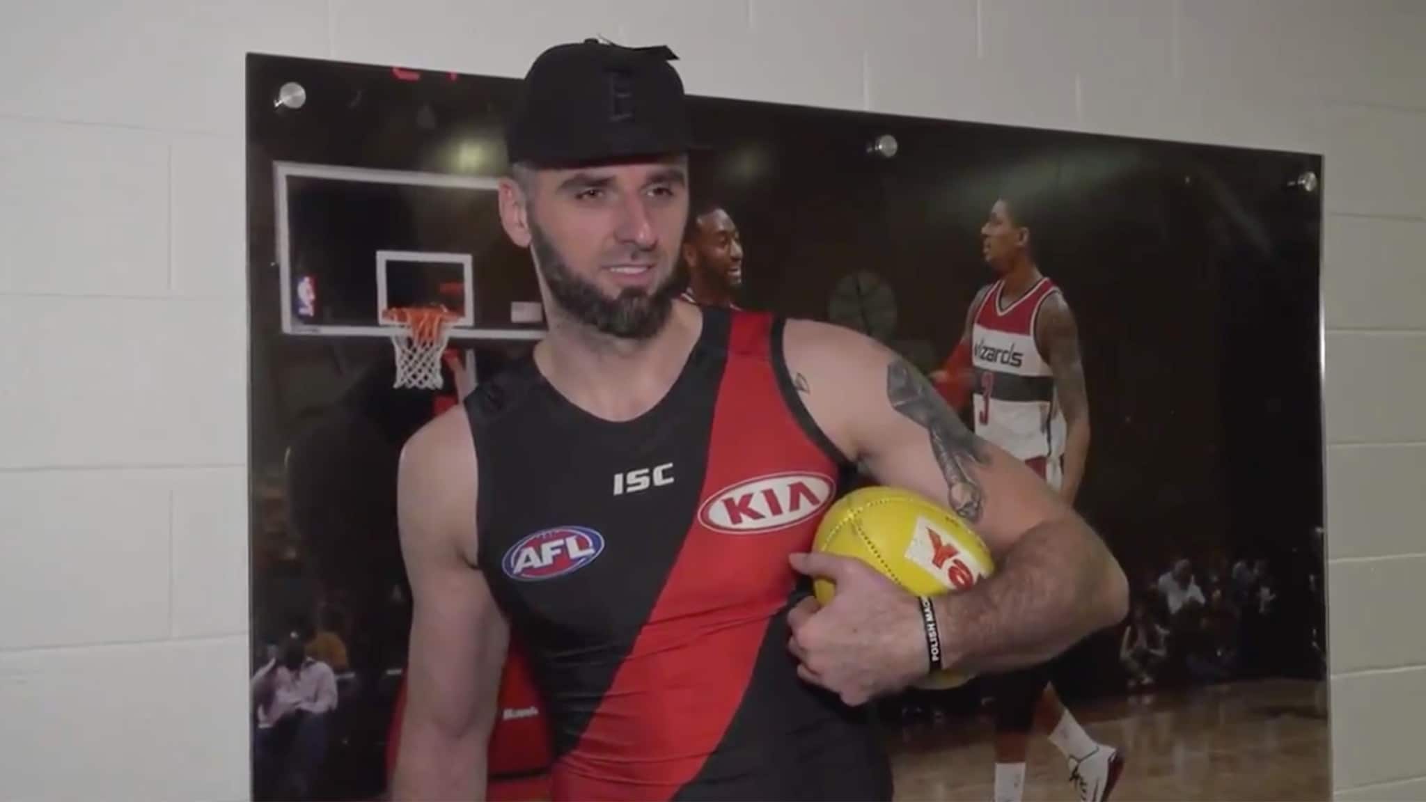 MarcinGortatthumb.jpg Washington Wizards star Marcin Gortat. Picture: @WashWizards Twitter - AFL,Essendon Bombers